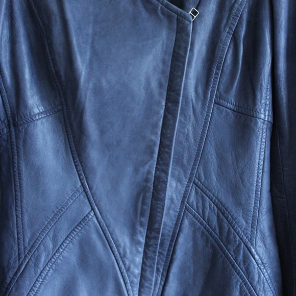 NWOT Leather Jacket, Asymmetrical Zipper, Ombre Lining - Picture 5 of 8